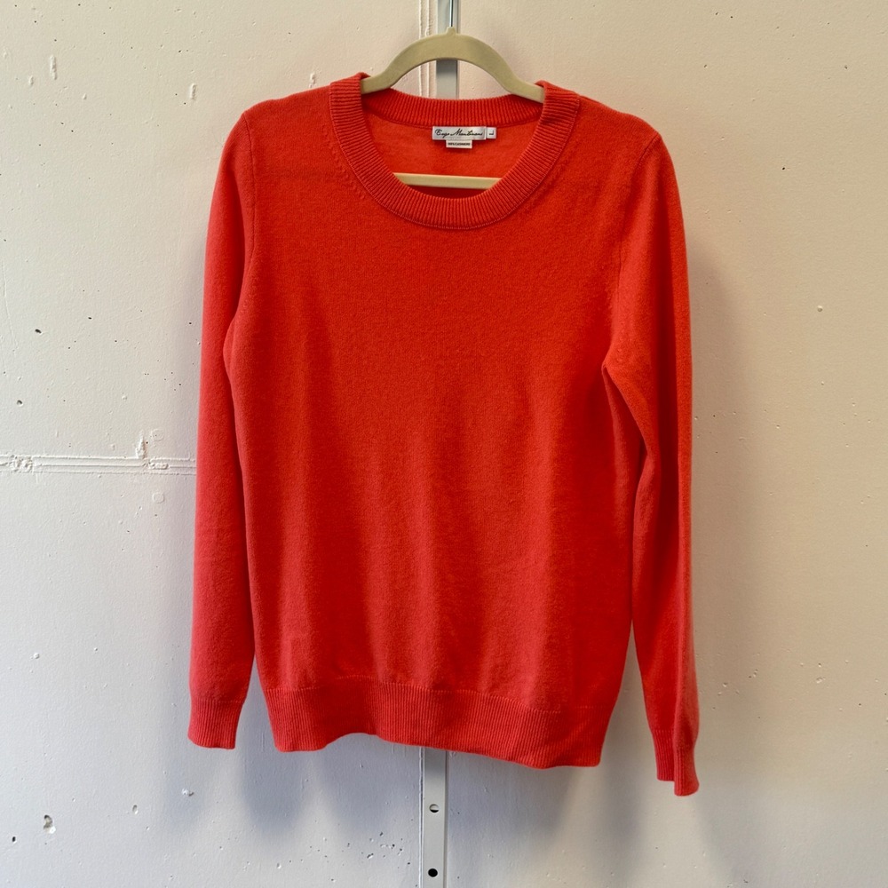 Enzo Mantovani Coral Salmon 100% Cashmere Crew Neck Sweater Women's Large
